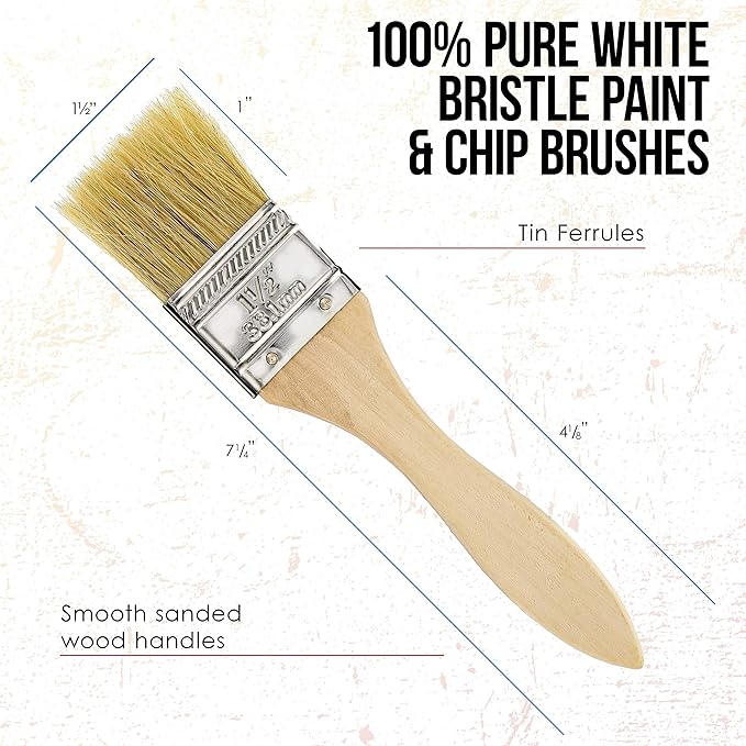 US Art Supply 20 Pack of Assorted Size Paint and Chip Paint Brushes for Paint, Stains, Varnishes, Glues, and Gesso