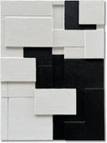 Art 40x28 inches Hand-Painted Modern Minimalist Black and White Abstract Art Oil Painting Canvas Wall Deco Art Painting