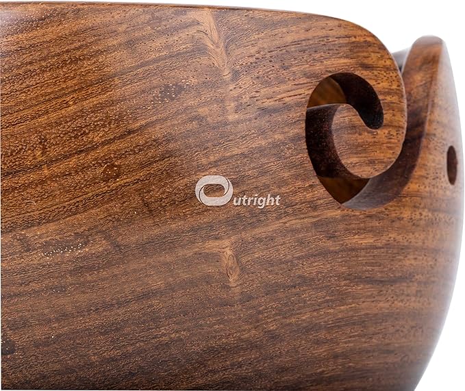 Outright Crochet Accessories Wooden Yarn Bowl Large Yarn Bowl for Knitting Crochet Bowl Yarn Storage Holder Yarn Bowls for Crocheting Yarn Bowl Cute Perfect Christmas Gifts For Women Crocheter
