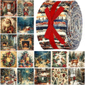 Ganeen 100 Pcs Vintage Christmas Quilting Fabric Roll 2.56 x 20.08 Inch Santa Reindeer Fabric Jelly Square Patchwork Nutcracker Cardinal Precut Strip Bundle for Winter Xmas Craft DIY Sewing Material