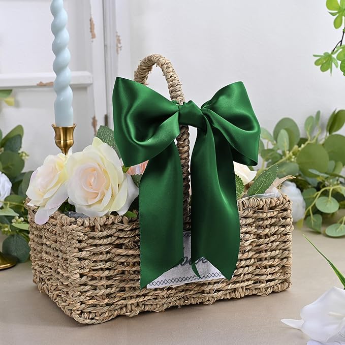 Forest Green Satin Ribbon 4 inch X 15 Yards Polyester Ribbon for Gift Wrapping Very Suitable for Weddings Party Hair Bow Invitation Decorations and More