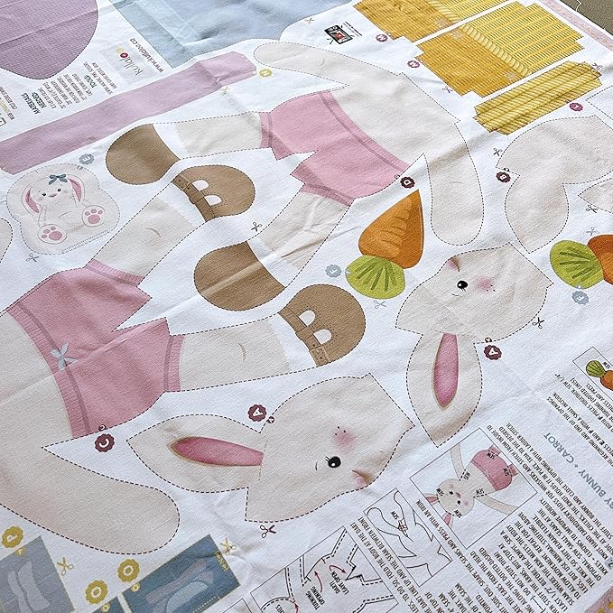 kullaloo Doll Sewing Panel for Intermediate Skills - with Video Instructions - Cut & Sew Fabric Panel Doll with Clothes: Dress Me Bestie Bibby Bunny