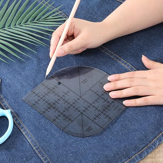 Thinp Curved Corner Cutter Ruler, Fabric Templates for Sewing Acrylic Sewing Patchwork Ruler Quilting Templates for DIY Sewings Accessories Multifunctional Tool (Transparent)