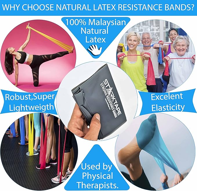 Resistance Bands. Elastic Professional Physical Therapy Latex Band. - Perfect for Home Exercise, Yoga, Pilates, Gym, Rehab, Workout