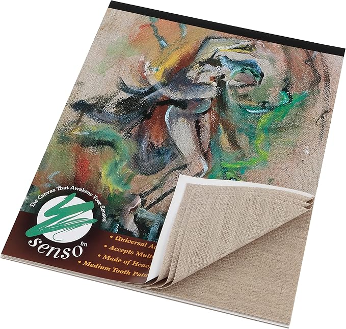 Senso Clear Primed Linen Canvas Pads - 11x14" - Heavyweight Acrylic Primed Canvas Pads for Painting, Coloring, Pastels, & More