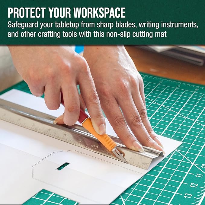U.S. Art Supply 12" x 18" Self-Healing Cutting Mat 5-Ply - Double-Sided Green/Black Craft Mat, Non-Slip Cutting Mats for Crafts, Sewing, Quilting, Scrapbooking