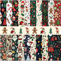Oudain 60 Pcs 10 x 10 Inch Christmas Elf Quilting Fabric Squares Christmas Fat Patchwork Precut Strips Gingerbread Man Candy Cane Fabric Bundles for Xmas DIY Craft Sewing Handmade Materials