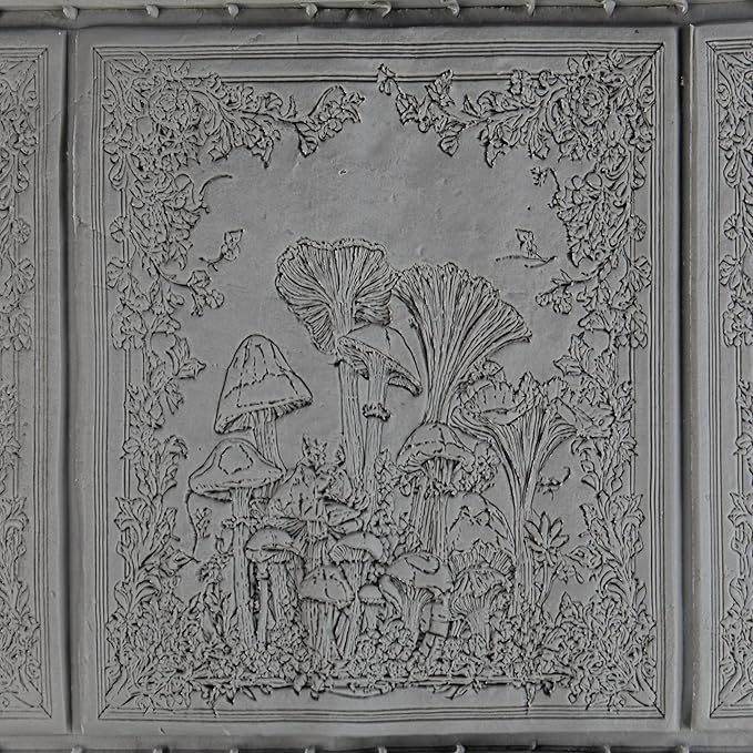 Wild Mushrooms Clay Texture Roller (4") - Forest Set #01 - Embossing Pattern Roller for Polymer & Ceramic Clay, Pottery & Crafts