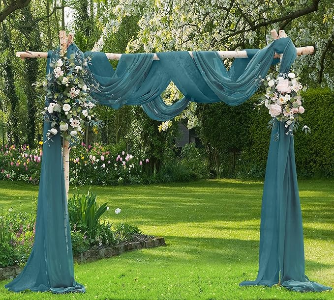 Warm Home Designs XXL Wedding Arch Draping Fabric Bundle Has 2 360 Inch (30 FT; 10 Yards) Scarves in Dusty Blue Fabric for Wedding Decoration. AD D Blue & D Blue 360”