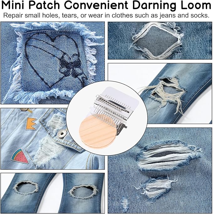 PatchMaker 2.0 Kit, Small Loom Speedweve Type Weave Tool, Knitting Kit Mini Portable Patch Darning Looms for Quickly Sewing Repair, Sewing, Knitting Kit for Beginners (14 Hooks)