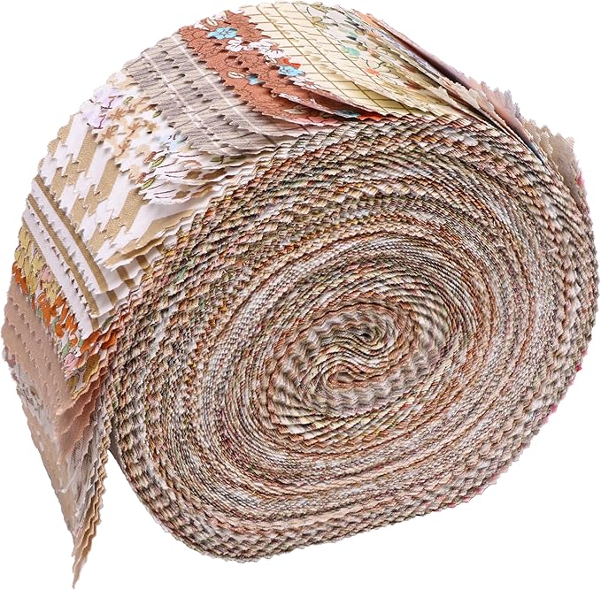 Hanjunzhao Jelly Roll Fabric Strips for Quilting, Crafting, and Sewing, 42 Strip Jelly Rolls Fabric Clearance, Soft Cotton for Blanket, Rug, Upholstery, Home Decor, and Purse Making, Light Coffee
