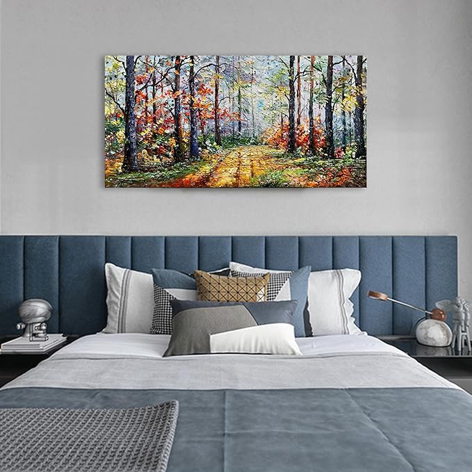Art Forest Landscape Oil Painting Modern Abstract Art Wall Decoration 24x48 inches