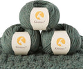 100% Merino Wool Yarn, 3-Ply Luxurious and Soft Yarn for Hand Knitting & Crocheting (Evergreen, 3Balls)