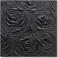 Art Hand-Painted Abstract Three-Dimensional Textured Black Rose Flower Art Oil Painting, 24x24 inches. Modern Minimalist Style Art. Suitable for Wall Decoration in Home Office