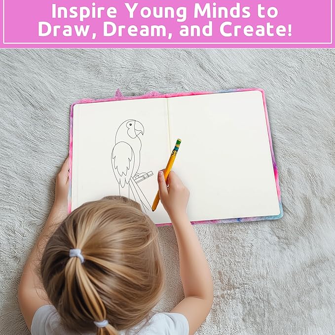 VOTUM Fuzzy Sketch Book: Personalized Artist Sketchbook: Sketching, Drawing and Creative Doodling. Notebook and Sketchbook to Draw and Journal (Unicorn)