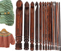 Wooden Crochet Hooks Set (15 pcs, 3.5mm(E) to 25mm(P) - Engraved Rosewood Knitting Needles for Crocheting and Knitting, Crochet Hooks Ergonomic Soft Grip Handle