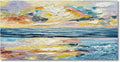 Art Hand Painted Ocean Landscape Oil Painting Sea Sunset Landscape Modern Abstract Art Home Wall Decoration 24x48 Inches
