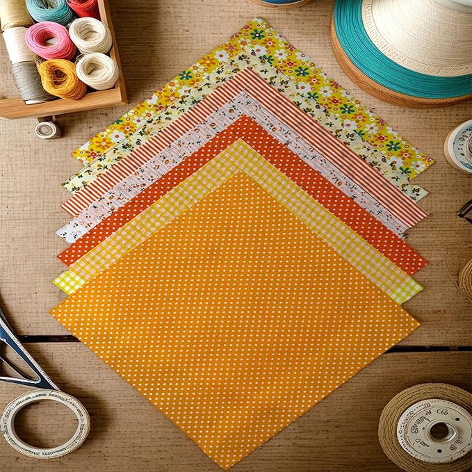 42 Pieces Cotton Fabric Squares for Quilting,9.8 x 9.8 inches, Floral and Pattern Prints, Pre-Cut Bundle for DIY Sewing