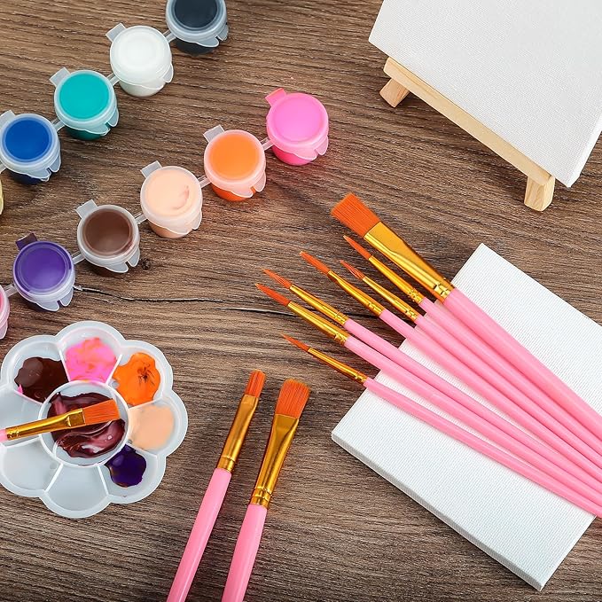 Acrylic Paint Brushes,160 pcs Artist Paintbrushes,Paint Brushes for Acrylic Painting,Acrylic Paint Brush Set for Oil Watercolor,Body Face Nail Art,Drawing Arts Crafts Supplies,Nylon Hair,Pink
