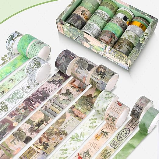 24 Rolls Washi Tape Set,Vintage Floral Decorative Masking Tape for Scrapbooking Supplies,Junk Journal,DIY Crafts,Gift Wrapping(Secret Garden Series)
