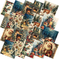 Hahafelt 10 Pcs Vintage Winter Quilting Fabrics by The Yard 20 x 20 Inch Square Nutcracker Santa Claus Square Quarter Fat Rustic Reindeer Fabrics Sewing Precut Patchwork for DIY Craft Party Decor