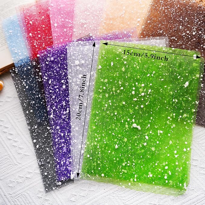 A5 Size Colorful Textured Fabric Art Paper And Textured Fabric Mesh. 10PCS For Handicraft Production, Junk Journaling Supplies, Card Making, Collage Art Decoration(snowy mesh)