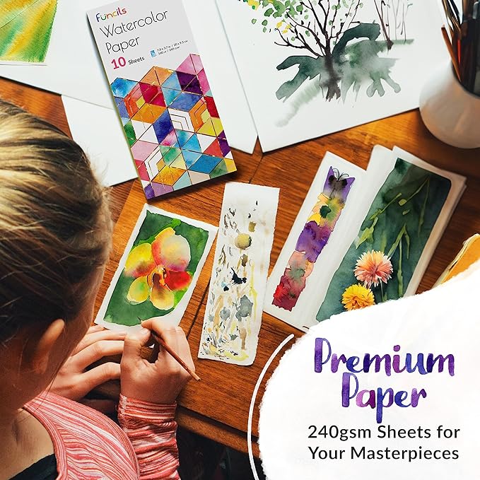 Watercolor Paint Set - 50 Travel Watercolors Set - Water Colors Paint for Adult, Kids, Beginners, Professional Artists | Watercolor Palette with Paper, Brush, Pen | Art Supplies for Adults