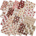 HunnmingRe 20 Pcs 10''x10'' Christmas Gingerbread Man Quilting Fabric Square Xmas Tree Santa Candy Cane Quiltted Fabric Bundle Mlticolor Precuts Printed Patchwork Supplies for Holiday DIY Sewing Craft