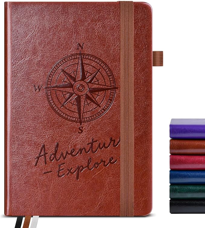 Lined Journal Notebook for Women Men, 160 Pages, A5 Hardcover Vintage Leather Journaling Notebooks for Work, School, Note Taking, Travel, Bible Study, Daily Diary for Writing 5.8"x8.5" (Brown)