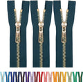 #5 Gold Metal Zipper - 50+ Colors - 3 PCS - (4-14 inches) Sizes - Luxury Lightweight Handcraft Metal Zippers with pulls for Purses Bags Pockets Shoes Sewing & Crafts DIY ZP023611