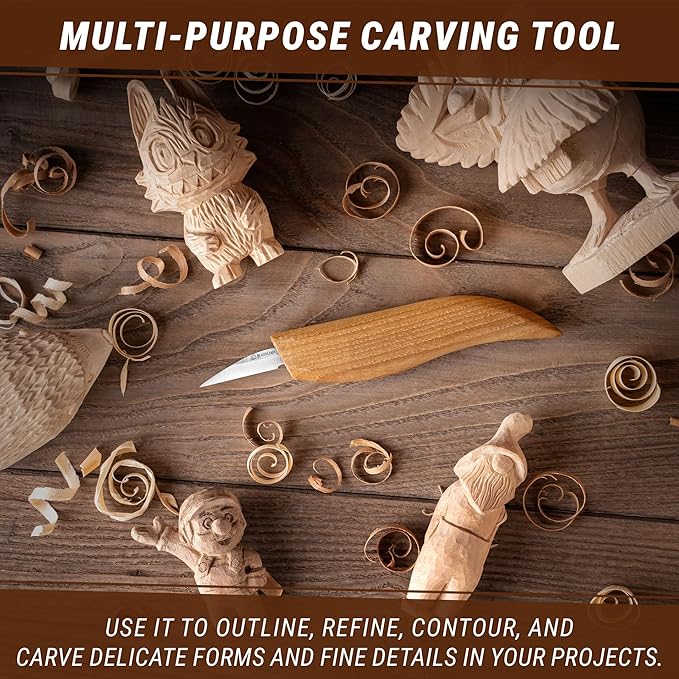 BeaverCraft Wood Carving Detail Knife C15 1.4" Whittling Knife for Detail Woodcarving Craft Knife - Chip Carving Knife Wood Carving Tools for Beginners and Kids