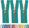 #5 Gold Metal Zipper - 50+ Colors - 3 PCS - (4-14 inches) Sizes - Luxury Lightweight Handcraft Metal Zippers with pulls for Purses Bags Pockets Shoes Sewing & Crafts DIY ZP02348