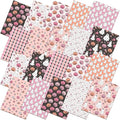 Hahafelt 10 Pcs 18 x 22 Inch Pink Ghost Halloween Quilting Fabric Squares Ghost Floral Fabric Bundles Pumpkin Flower Fat Quarters Pink Black Skull for Halloween DIY Craft Sewing Handmade