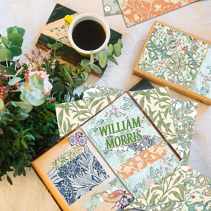 24 Sheets William Morris Scrapbook Paper Pad Double-Sided Vintage Floral Patterned Decorative Craft Paper for Card Making Photo Album Journal DIY Craft, 11.8'' x 11.8''