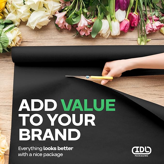 Black Kraft Paper Roll 48" x 1200" (100 feet) with Cutter- USA-Made Wrapping Paper for Packing, Moving, Shipping & Crafts/Arts - 100% Recyclable Natural Craft Material by IDL Packaging