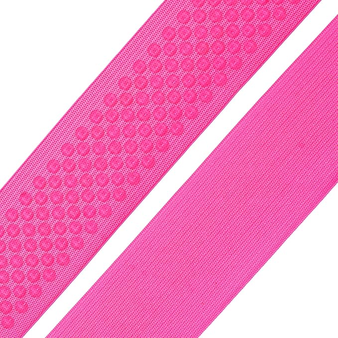 Mandala Crafts 1.5 Inch Elastic Silicone Gripper Tape for Clothing - 10 Yds Dotted Non Slip Elastic Band for Sewing - Hot Pink Silicone Flat Fabric Stretchy Ribbon Straps