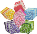 42 Piece Cotton Quilting Fabric Squares, 5x5 Inch Pre-Cut Floral Patchwork Bundle in Red, Pink, Yellow, Green, Blue, Purple for DIY Sewing, Scrapbooking, Craft Projects