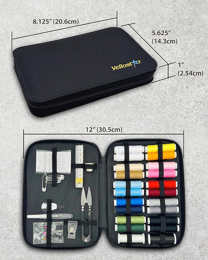 Beginner Hand Sewing Kit with Portable Case – Sewing Supplies for Adults & Kids – 22 Thread Spools, Needles, Scissors, Thimble, Measuring Tape & More – Perfect for Home, Travel & Emergency Repairs