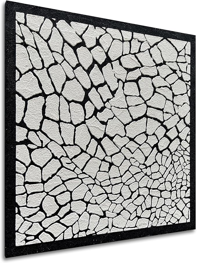 Art 24x24 inches Hand-Painted Black and White Textured Art Oil Painting in Modern Abstract Style - Suitable for Wall Decoration in Home Office
