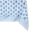 ATOSII Padma Blue 100% Cotton Rectangle Summer Tablecloth, Indian Block Print Floral Table Cloth I Dining Parties Weddings Outdoors Holidays 60 X 90 Inches, 6 Seater I Grandmillennial Farmhouse Boho