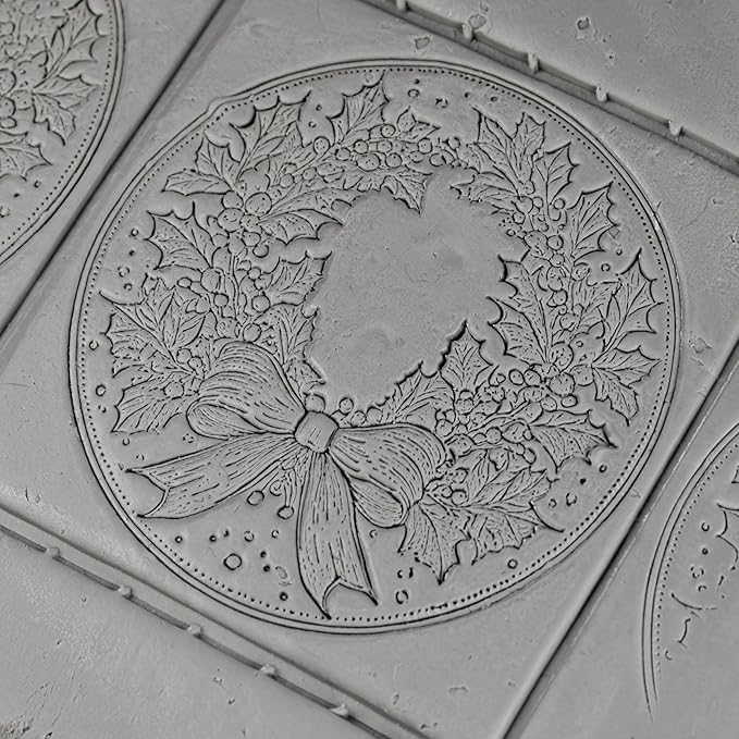 Wreath Clay Texture Roller (4") - Christmas Set #01 - Embossing Pattern Roller for Polymer & Ceramic Clay, Pottery & Crafts
