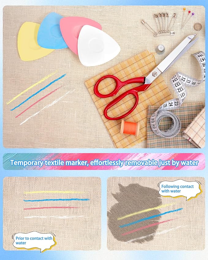 10PCS Triangle Tailor's Chalk Set, Fabric Sewing Chalk Markers, Washable & Easy - to - Erase, Precise and Durable, Ideal for Fabric Marking in Sewing, Quilting and More，4Color.