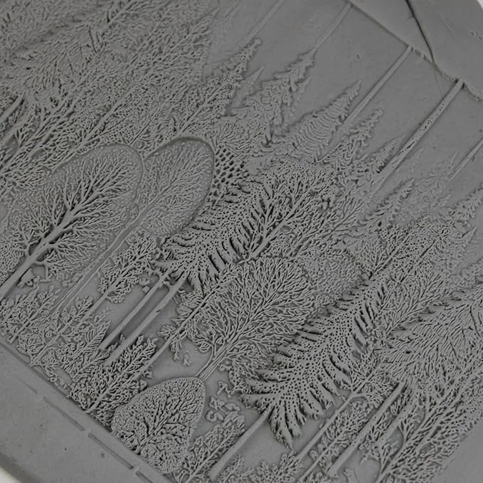 Pinewood Canopy Clay Texture Roller (4") - Seamless Meadow Set #01 - Embossing Pattern Roller for Polymer & Ceramic Clay, Pottery & Crafts
