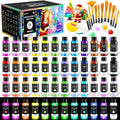 64 PCS Classic & Pastel & Metallic & Glow in the Dark Acrylic Paint Set with 12 Brushes, 2 Knives & Palette, 48 Colors Art Craft Paint for Beginners, Canvas Ceramic Rocks Wood Painting Kit Art Supplies