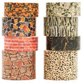 8 Rolls Retro Washi Tape Set Vintage Arts Adhesive Tapes Wide Painting Patterned Decorative Masking Tape Sets for Craft, Kids, Scrapbook, DIY, Gift Wrapping (Stone Texture)