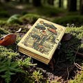Blank Spell Book of Shadows Magic Spells Leather Journal – Vintage Botanical Mushrooms & Celestial Sun Moon Print Diary