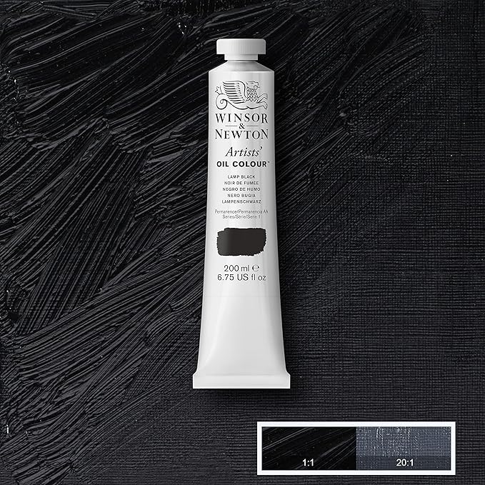 Winsor & Newton Artists' Oil Color, 200ml (6.75 oz) Tube, Lamp Black
