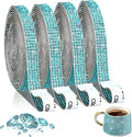 4 Rolls Self Adhesive Crystal Rhinestone Ribbon Diamond Bling Tape with 2 mm Rhinestones Strips Sticker for Arts Crafts Wedding Birthday Party DIY Event Car Phone Decoration (Blue)