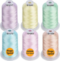 Simthread - 33 Selections - Various Assorted Color Packs of Polyester Embroidery Machine Thread Huge Spool 5500Y for All Sewing Embroidery Machines - 6xPastel Colors 2