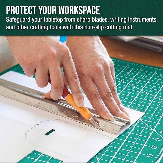 U.S. Art Supply 9" x 12" Self-Healing Cutting Mat 5-Ply - Double-Sided Green/Black Craft Mat, Non-Slip Cutting Mats for Crafts, Sewing, Quilting, Scrapbooking